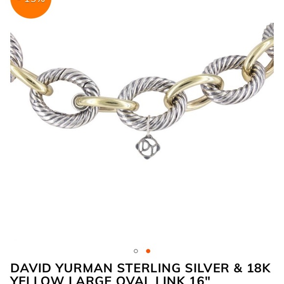 David Yurman-18k Gold w Silver 16’ Oval Necklace - Picture 4 of 6